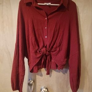 Women's Oversized Umgee Blouse Burgundy Size S